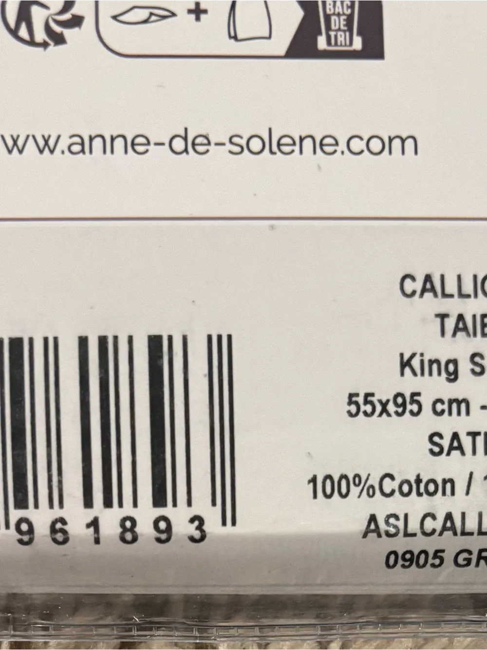 Anne de Solène Satin Jacquard King Sham in Gray